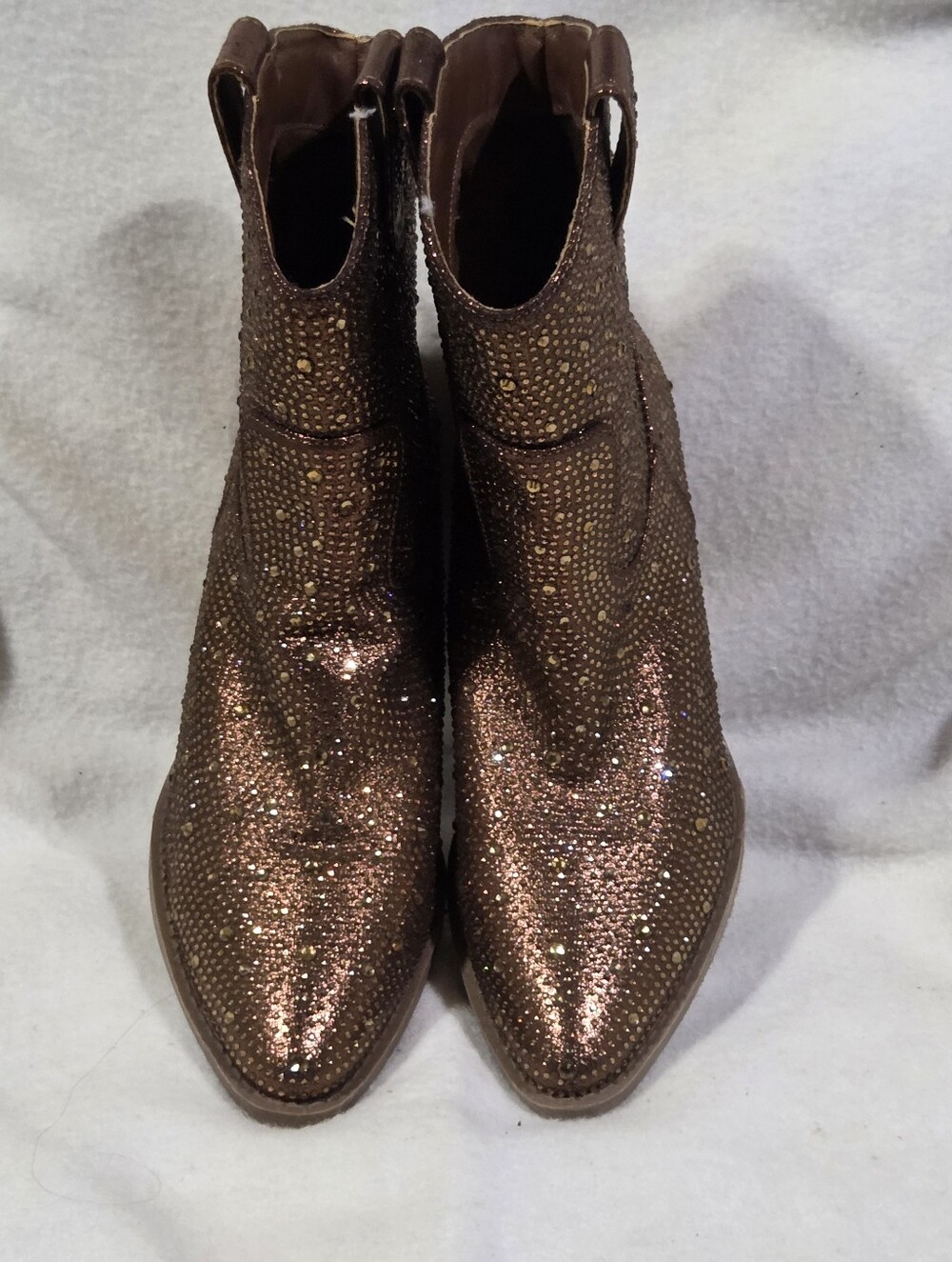 Forever Brown Rhinston Cowgirl Boot Size 8